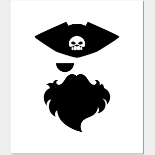 Pirate abstract drawing with skull on the hat Posters and Art